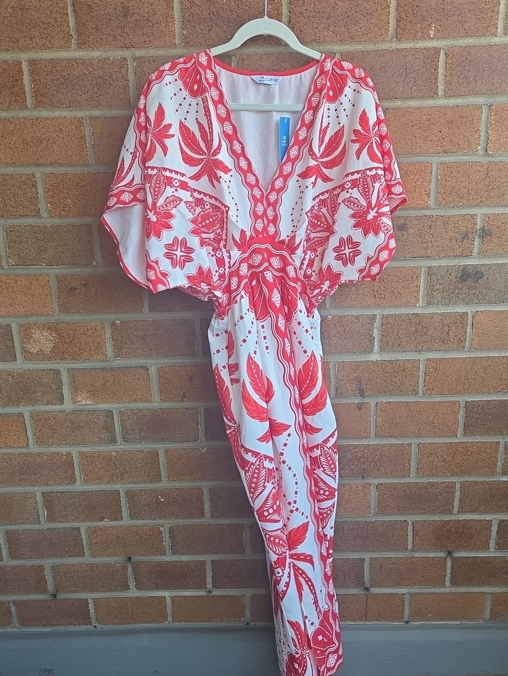 Cupshe White & Coral Patterned Dress - Picture 3 of 9